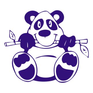 Funny Panda Eating Bamboo Decal (Purple)